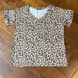 Leopard Print V-Neck Women's Top